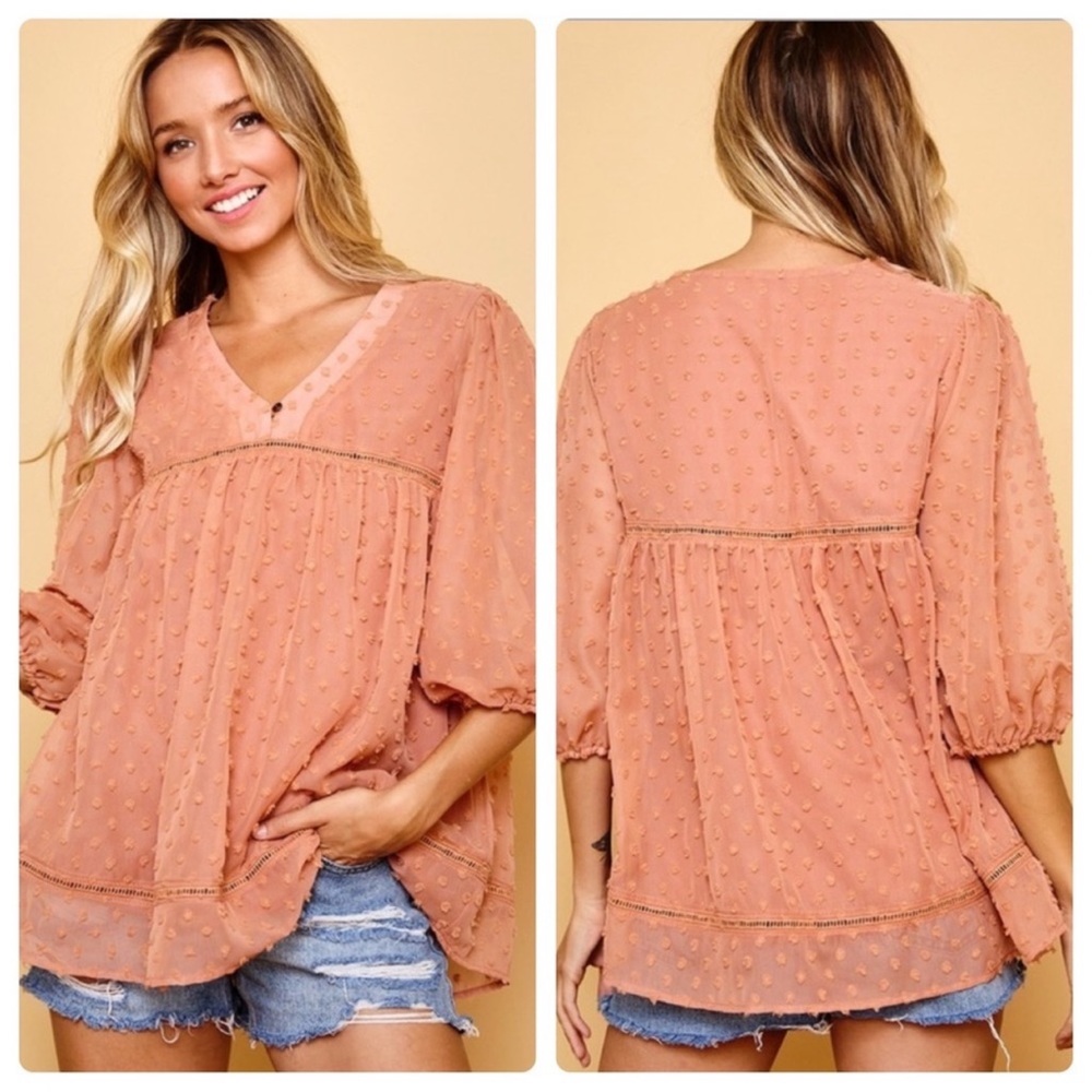 V NECK SWISS DOT TOP